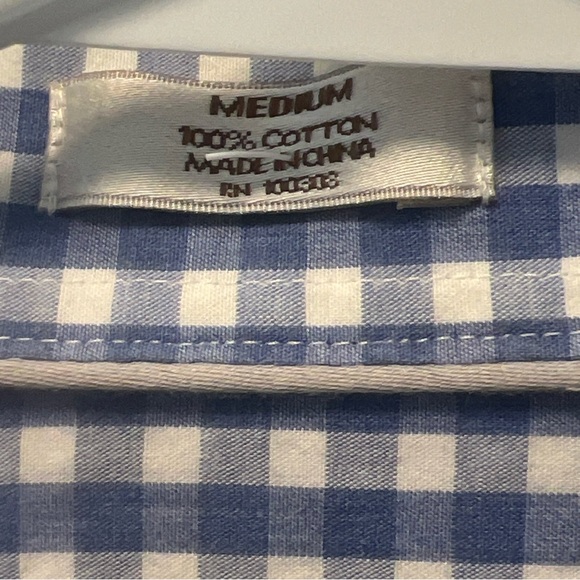 Peter Millar Checkered Blue White Button Up Long Sleeve Dress Shirt Men's Medium - Picture 4 of 10